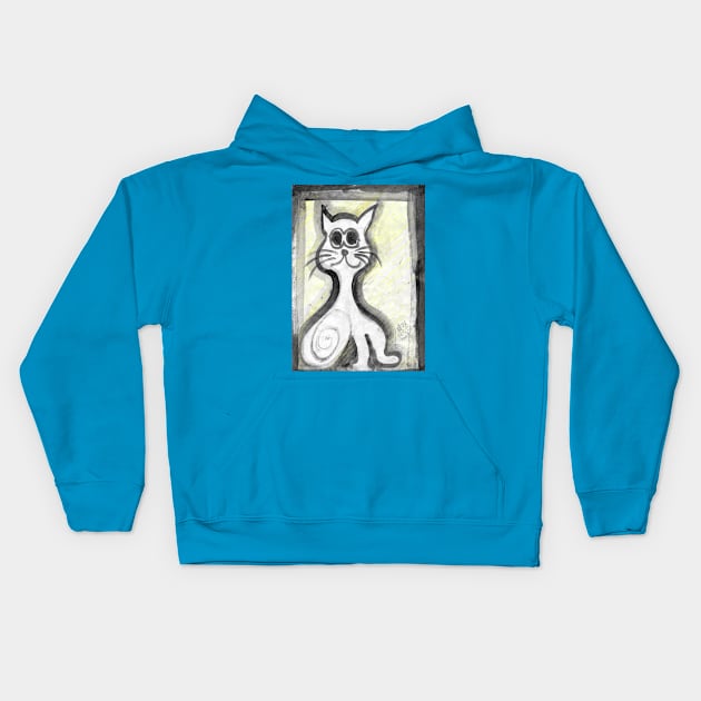 white cat - 2 Kids Hoodie by walter festuccia